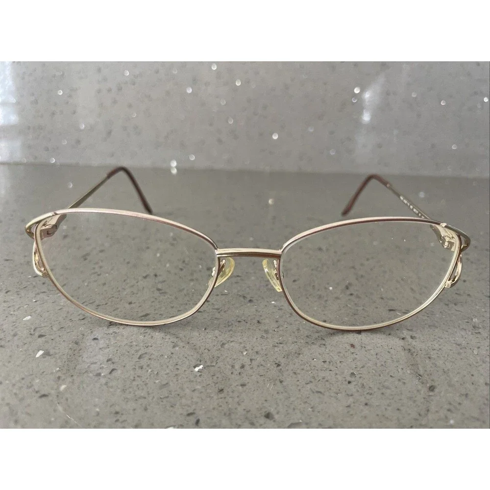 Marchon Tres Jolie Eyeglasses Frames ONLY 110 662 Gold Full Rim Oval 54-17-130